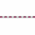 3.4 Ct Baguette Red Rhodolite Prong Silver Tennis Link Bracelet by Fine Color Jewels