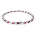 3.4 Ct Baguette Red Rhodolite Prong Silver Tennis Link Bracelet by Fine Color Jewels