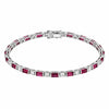 3.4 Ct Baguette Red Rhodolite Prong Silver Tennis Link Bracelet