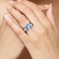 3.40 Ct Cushion Swiss Blue Topaz and Lab Diamond Prong Silver Pave Bridge Ring by Fine Color Jewels