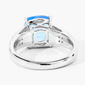 3.40 Ct Cushion Swiss Blue Topaz and Lab Diamond Prong Silver Pave Bridge Ring by Fine Color Jewels