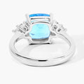 3.40 Ct Cushion Swiss Blue Topaz Lab Diamond Prong Silver Cluster Ring by Fine Color Jewels