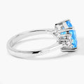 3.40 Ct Cushion Swiss Blue Topaz Lab Diamond Prong Silver Cluster Ring by Fine Color Jewels