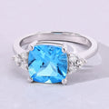 3.40 Ct Cushion Swiss Blue Topaz Lab Diamond Prong Silver Cluster Ring by Fine Color Jewels