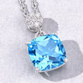 3.40 Ct Cushion Swiss Blue Topaz & Lab Diamond prong Silver Slide Pendant Necklace by Fine Color Jewels