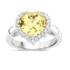 3.43 Ct Heart Yellow Citrine and White Topaz Prong Silver Halo Ring