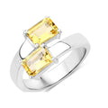 3.43 Ct Round Yellow Citrine and White Topaz Prong Silver Bypass Ring by Fine Color Jewels