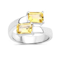 3.43 Ct Round Yellow Citrine and White Topaz Prong Silver Bypass Ring by Fine Color Jewels