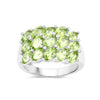 3.45 Ct Oval Green Peridot Prong Silver Cluster Ring