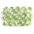 3.45 Ct Oval Green Peridot Prong Silver Cluster Ring by Fine Color Jewels