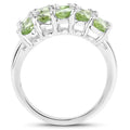 3.45 Ct Oval Green Peridot Prong Silver Cluster Ring by Fine Color Jewels