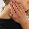 3.5 ct Yellow Pear Yellow Sapphire 18K Yellow Gold Over Silver Teardrop Pave Band Ring by Fine Color Jewels