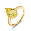 3.5 ct Yellow Pear Yellow Sapphire 18K Yellow Gold Over Silver Teardrop Pave Band Ring by Fine Color Jewels