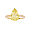 3.5 ct Yellow Pear Yellow Sapphire 18K Yellow Gold Over Silver Teardrop Pave Band Ring