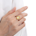 3.5 ct Yellow Pear Yellow Sapphire 18K Yellow Gold Over Silver Teardrop Pave Band Ring by Fine Color Jewels