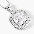 3.50 Ct Cushion Cut Lab Diamond Prong Platinum Halo Bridal Pendant by Fine Color Jewels