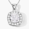 3.50 Ct Cushion Cut Lab Diamond Prong Platinum Halo Bridal Pendant by Fine Color Jewels