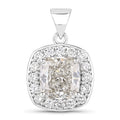 3.50 Ct Cushion Cut Lab Diamond Prong Platinum Halo Bridal Pendant by Fine Color Jewels