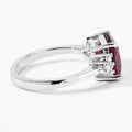 3.50 Ct Cushion Red Mozambique Garnet Lab Diamond Prong Silver Cocktail Ring by Fine Color Jewels