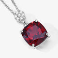 3.50 Ct Cushion red Mozambique Garnet & Lab Diamond prong Silver Slide Pendant Necklace by Fine Color Jewels