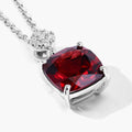 3.50 Ct Cushion red Mozambique Garnet & Lab Diamond prong Silver Slide Pendant Necklace by Fine Color Jewels