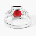 3.50 Ct Cushion Red Mozambique Garnet Lab Diamond Prong Silver Cocktail Ring by Fine Color Jewels