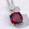 3.50 Ct Cushion red Mozambique Garnet & Lab Diamond prong Silver Slide Pendant Necklace by Fine Color Jewels