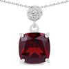 3.50 Ct Cushion red Mozambique Garnet & Lab Diamond prong Silver Slide Pendant Necklace