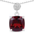 3.50 Ct Cushion red Mozambique Garnet & Lab Diamond prong Silver Slide Pendant Necklace by Fine Color Jewels