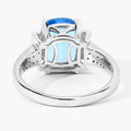 3.50 Ct Cushion Swiss Blue Topaz and Lab Diamond Prong Silver Statement Ring by Fine Color Jewels