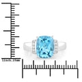 3.50 Ct Cushion Swiss Blue Topaz and Lab Diamond Prong Silver Cocktail Ring by Fine Color Jewels