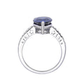 3.50 Ct Pear Lab Created Blue Sapphire Prong Silver Cocktail Pave-set Ring by Fine Color Jewels