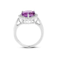 3.53 Ct Heart Purple Amethyst and White Topaz Prong Silver Halo Promise Ring by Fine Color Jewels