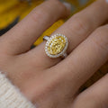 3.5Cttw Oval Shaped Yellow Lab Grown Diamond (F/VS) Bold Accented Statement Halo Engagement Ring 14K Gold by Fine Color Jewels