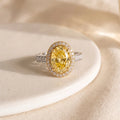 3.5Cttw Oval Shaped Yellow Lab Grown Diamond (F/VS) Bold Accented Statement Halo Engagement Ring 14K Gold by Fine Color Jewels
