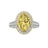 3.5Cttw Oval Shaped Yellow Lab Grown Diamond (F/VS) Bold Accented Statement Halo Engagement Ring 14K Gold
