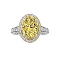 3.5Cttw Oval Shaped Yellow Lab Grown Diamond (F/VS) Bold Accented Statement Halo Engagement Ring 14K Gold by Fine Color Jewels