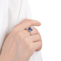 3.6 Ct Cushion Lab Created Blue Sapphire Prong Silver Solitaire Ring by Fine Color Jewels