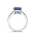3.6 Ct Cushion Lab Created Blue Sapphire Prong Silver Solitaire Ring by Fine Color Jewels