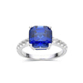 3.6 Ct Cushion Lab Created Blue Sapphire Prong Silver Solitaire Ring by Fine Color Jewels