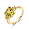 3.60 Ct Asscher Yellow Sapphire Prong 18k Gold Yellow Over Silver Three Stone Ring by Fine Color Jewels