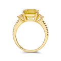 3.60 Ct Asscher Yellow Sapphire Prong 18k Gold Yellow Over Silver Three Stone Ring by Fine Color Jewels