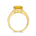 3.60 Ct Cushion Lab Grown Yellow Sapphire Prong 18k Yellow Gold Over Silver Pave Ring by Fine Color Jewels