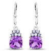 3.60 Ct Cushion Purple Amethyst Prong Silver Leverback Dangle Earrings