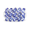 3.60 Ct Oval Violet Tanzanite Prong Silver Cluster Ring by Fine Color Jewels