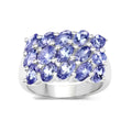 3.60 Ct Oval Violet Tanzanite Prong Silver Cluster Ring by Fine Color Jewels