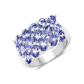 3.60 Ct Oval Violet Tanzanite Prong Silver Cluster Ring by Fine Color Jewels