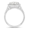 3.64 Ct Round Lab Diamond Prong Platinum Bridal Halo Pave Cathedral Ring by Fine Color Jewels