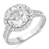 3.64 Ct Round Lab Diamond Prong Platinum Bridal Halo Pave Cathedral Ring