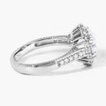 3.64 Ct Round Lab Diamond Prong Platinum Bridal Halo Pave Cathedral Ring by Fine Color Jewels